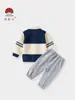 Conjunto de Ropa para Niño Primavera y Otoño Bebé Clase A Algodón Puro Ropa Súper Lindo Estilo Academia Ropa Exterior Infantil Mangas Largas Conjunto de Dos Piezas para Bebé 1
