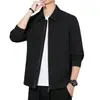 Nueva colección de primavera y otoño de chaquetas para hombre con cuello mao, diseñadas para hombres de mediana edad y mayores, en un estilo business casual, y disponibles en una versión ligera.