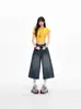 Shorts de Mezclilla Cropped Lavados Vintage Desgastados para Mujer, Verano Delgados Estilo Americano Corte Holgado, Pantalones de Ocho Puntos Pierna Ancha Adelgazantes