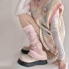 Conjunto de calcetines estilo ballet para mujer, estilo Spice Girls, color blanco, otoño e invierno, con agujeros y piernas de cuerno, conjunto de piernas apiladas de lana del Día del Milenio.