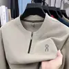 Sudadera de media cremallera con estampado de letras, nueva para primavera y otoño, de importación transfronteriza, camiseta de manga larga cómoda y holgada, capa base para hombre con cuello alto