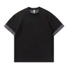Camiseta Casual de Manga Curta com Design Xadrez Color Block e Punho, Nova para o Verão 2026, para Homens, Corte Solto, Meia Manga para Casal