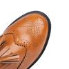 Zapatos de tela de una sola capa para mujer Primavera y Otoño Nuevo estilo retro británico flor quemada borla mocasines slip-on zapatos pequeños de cuero