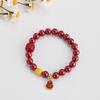 Pulseira Atacado Top de Linha Cinábrio Natural Banhada a Ouro Cobre Pixiu da Sorte Mineral Bruto Areia Dourada Roxa Pulseira Estilo Chinês Pulseira Feminina