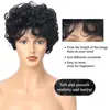 Peluca Europea y Americana Africana Transfronteriza Cabello Corto Rizado Fibra Química Peluca Color Natural Esponjoso Rizo Pequeño Seda de Alta Temperatura Tocado