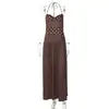 Verão 2026 Moda Feminina Nova Amazon Sexy Gola Halter Poá Retro Plissado Elegante Vestido de Poá Atacado