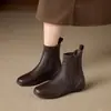 Botines cortos para mujer para otoño e invierno, botas de cuero genuino con suela blanda, botas estilo Martin, botas calcetín elásticas, botas ajustadas para commuting, botines Chelsea