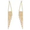 Pendientes Exquisitos de Lujo Versátiles de Cobre Puro con Pedrería y Borlas para Fiestas, Transfronterizos Europeos y Americanos