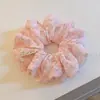 Scrunchie Floral Roxo Suave Estilo Coreano para Mulheres, Elástico de Cabelo Estilo Preguiçoso, Corda de Cabelo Versátil, Acessório de Cabelo, Flor de Cabelo, Corda de Cabelo