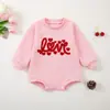 E2521 Unissex Transfronteiriço Masculino e Feminino Bebês e Crianças Roupa de Tricô para Bebê Manga Longa Macacão Coelho com Fecho de Pressão Bordado Amor
