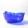Cuenco grande de vidrio transparente pintado en oro creativo chino con patrón de martillo irregular para ensalada de postres y frutas y verduras