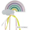 Decoración de Pastel Arcoíris Enchufe Niños Bebé Estrellas Nube Globos Feliz Cumpleaños Accesorios para Hornear Horneado