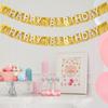 Banner de letras de seda con lluvia transfronteriza, cumpleaños, polvo dorado, feliz cumpleaños, boda creativa, fiesta, decoración, color mágico