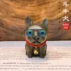 Sándalo Verde y Ébano Tallado Bulldog Francés Perro Animal Lindo Decoración de Escritorio Adornos