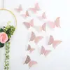 Adesivo de parede de borboleta 3D tridimensional colorido vazado para decoração de parede de sala de estar em casa, decoração de fundo para festa de casamento, borboleta de papel vazada