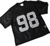 Camiseta de malla negra transparente con estampado retro del número 98, malla transpirable, corte holgado, cuello redondo, camiseta base deportiva de manga corta