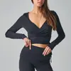 Estilo Francés Puro Deseo Sexy Cuello en V Ajustado Manga Larga Tejido Versátil Moda Casual Top Interior para Mujer Transfronterizo