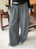 Pantalones casuales retro de rayas de pierna ancha para mujer, nuevo estilo otoño 2026, de cintura alta, holgados, adelgazantes, fluidos, casuales