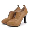 Zapatos de Salón de Nuevo Estilo con Cremallera Frontal, Punta Fina y Corte Profundo, con Plataforma Gruesa y Tacón Alto Grueso, Tallas 33-50, Zapatos de Exportación de Amazon
