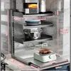 Estante de Almacenamiento para Arrocera Estante para Encimera de Cocina Estante para Microondas Horno Eléctrico Freidora de Aire Estante de Almacenamiento Multifuncional Extraíble