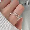 Anillo liso de estilo coreano, irregular, de plata de ley 925, combinable con todo, diseño de estilo nicho para mujer, combinación sin color.