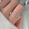 Versión coreana del diseño de nicho sentido 925 plata de ley anillo de viento frío mujeres no se desvanecen anillo abierto anillo joyería al por mayor