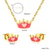 Acessórios europeus e americanos: flor fofa, sorvete, coroa, corrente de clavícula com gota de óleo, conjunto criativo de brincos e colar de flor de ovo frito