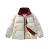 Jaqueta acolchoada de algodão estilo europeu transfronteiriça para homens, estilo casal color block solta de inverno, gola alta estilo americano, casaco de algodão espesso, roupa externa masculina