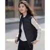 Colete de Algodão Patchwork Leve Slim Fit Outono/Inverno 2026 Feminino Plus Size Gola Alta Curto para o Trabalho Emagrecedor Sem Mangas