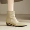Botines Cortos de Tacón Bajo Nuevos Otoño e Invierno 2026 para Mujer, Botines Individuales Primavera y Otoño, Tacón Grueso, Punta Fina, Botas de Cuero Británicas Versátiles, Botas de Algodón, Talla Grande
