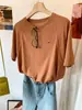 Camiseta de Algodón Fina de Manga Corta con Copos de Nieve de Talla Grande para Mujer, Nuevo Estilo de Verano, Holgada y Adelgazante, Nuevo Top Coreano de Manga Media