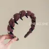 Diadema Ondulada de Lana con Perlas Estilo Coreano para Mujer con Dientes Antideslizantes Diadema Alta para la Parte Superior de la Cabeza Textura Esponjosa Pasador de Presión Accesorios para el Cabello