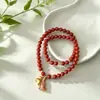 Pulsera de dijes de nicho y exquisita para el Año del Caballo, con cuentas de Ágata Roja del Sur teñidas, diseño de doble hilo, al por mayor