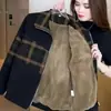 Casaco Curto Acolchoado com Lã 2024 Novo Slim Elegante Casual Redutor de Idade Estiloso Moda Jaqueta Top