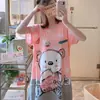 Pijama de verano para mujer de talla grande, diseño de dibujos animados lindo, para damas de talla grande, vestido camisón de seda de leche para el hogar, venta al por mayor