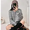 Suéter listrado chique estilo coreano, nova coleção outono/inverno, cardigã de tricô jovem e estiloso para mulheres