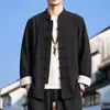 Nova Jaqueta Tang Suit Melhorada de Algodão e Linho Chinês Primavera Outono Estilo Nacional Masculina Gola Alta Botão de Rã Retrô Casual Jaqueta Outerwear