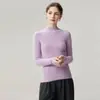 Suéter 100% Caxemira Pura Feminino Gola Alta Meio Slim Fit Valoriza a Silhueta Cor Sólida Outono/Inverno Camada Interna Camada Base Malha Top