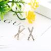 Aguja de Plata 925 Corea del Sur Nuevo Simple Diamante Cruz X Arete Elegante Nicho Pendientes Simples Joyería para Orejas Mujer B840
