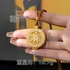 Novo Colar Dourado de Areia Vietnamita, Tendência Nacional, Vazado Cravejado com Diamantes, Pingente Abridor e Fechador do Deus da Riqueza Amarelo, Joia Yiwu Estilo Étnico Feminino