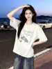 Camiseta Estampada Tie-dye de Manga Curta, Algodão 100%, Estilo Retrô, Personalidade, para Homens e Mulheres, Verão, Solta, Gola Redonda, Top para Casal, ins
