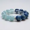 [Mar Cielo Amplio] Pulsera de Cristal de Aguamarina Natural para Mujer La Más Fácil de Combinar Pulsera de Cristal Blanco Azul de Gama Alta Venta al por Mayor