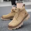 Novos Sapatos de Trabalho Carter de Couro Genuíno Fosco para Homens e Mulheres Martins Masculinos Casuais de Cano Alto para Uso Externo Populares Tamanho Grande Sapatos Masculinos