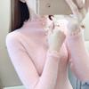 Suéter de Tricô Feminino Pulôver Outono e Inverno Novo Estilo Gola Alta Meia Slim Moda Versátil Camisa Base de Tricô