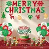 Platos de papel desechables, vasos, pancartas, manteles, decoraciones colgantes con tema navideño de copo de nieve rojo y verde, Feliz Navidad