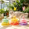 Juguete Interactivo de Pista para Gatos con Pluma - Juguete de Bola Giratoria de 4 Niveles para Gatos y Gatitos de Interior
