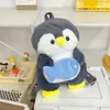 Mochila de Pinguim para Meninas Dropshipping, Fofa Boneca Pinguim de Pelúcia Mochila Escolar, Bolsa de Desenho Animado