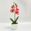 Flor Artificial 5 Flores Phalaenopsis Planta em Vaso Alto Padrão Realista Planta Verde Bonsai Casa Fotografia Cena Layout Bonsai