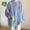 Camiseta de Manga Larga Juvenil para Primavera y Otoño Estilo Hong Kong para Hombre Camisa para Capas de Invierno Camiseta de Manga Larga Estampada