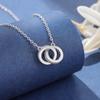 Collar de moda con doble anillo de diamante redondo, simple y de personalidad para mujer. Venta al por mayor
